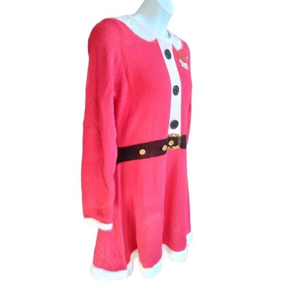 Allison Brittney Plus Size 1X Santa Red Knit Sweater Dress Christmas Holiday - Picture 4 of 10